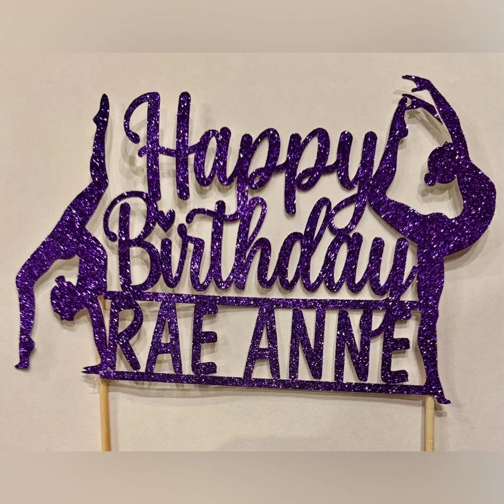 Custom Glitter Happy Birthday Cake Topper